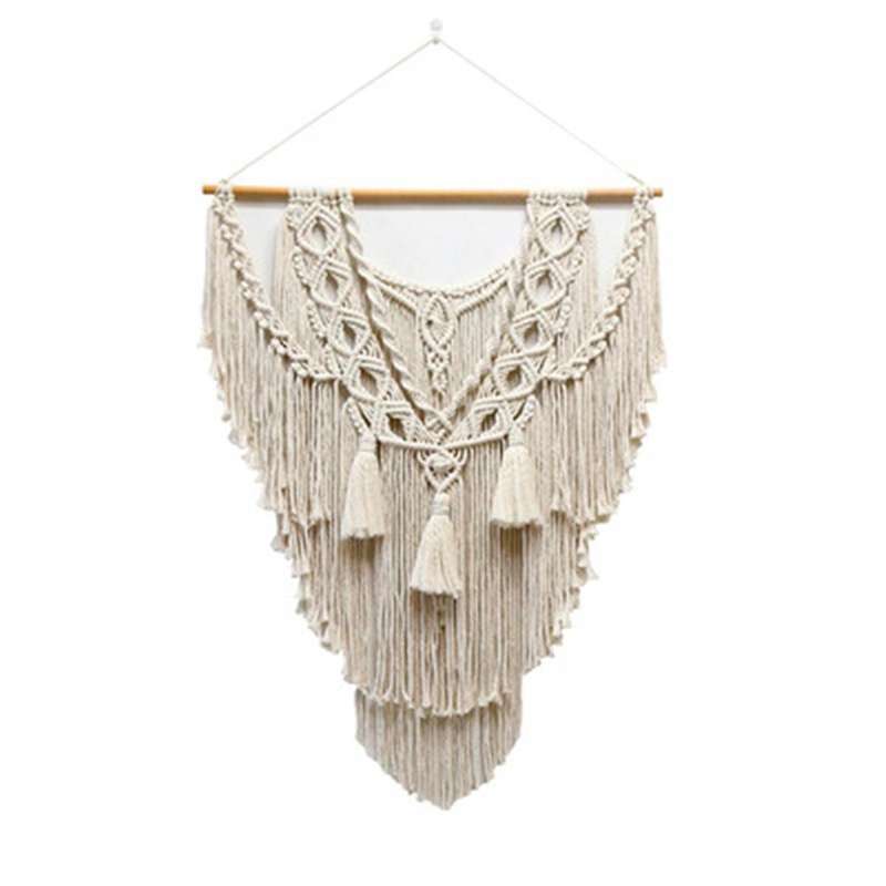 Boho Decorative Macrame Tapestry Woven Cotton for Home Apartment Dorm