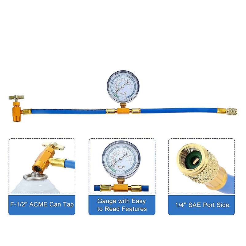 Air Conditioner A/c Oil Injector Tool with Gauge R12 R134a Adapter