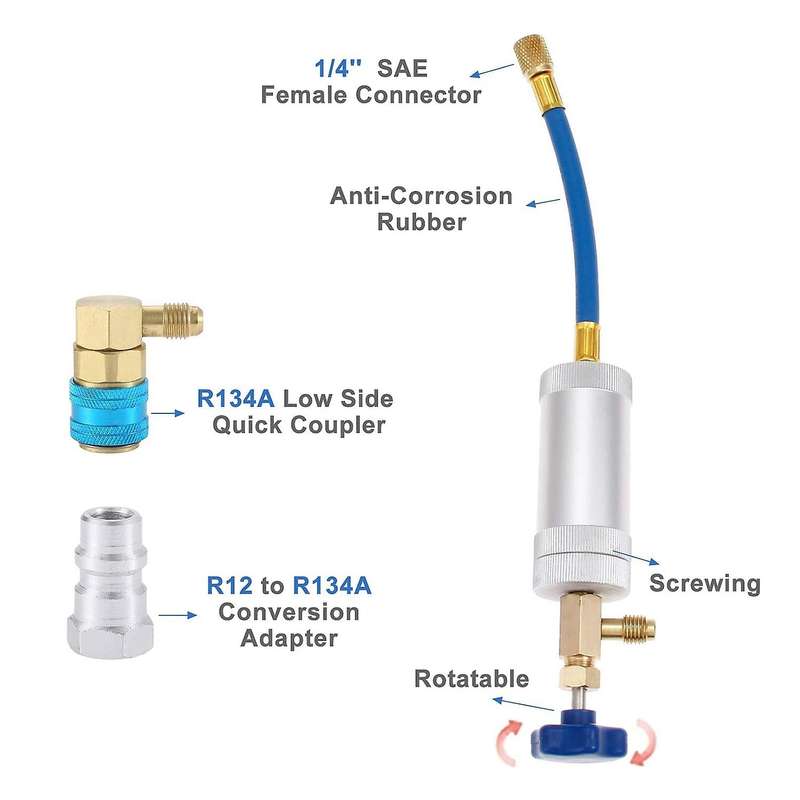 Air Conditioner A/c Oil Injector Tool with Gauge R12 R134a Adapter