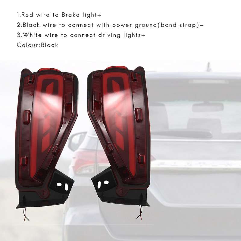 1 Pair Led Rear Bumper Reflector Brake Tail Light Lamp Fits 2015-2017