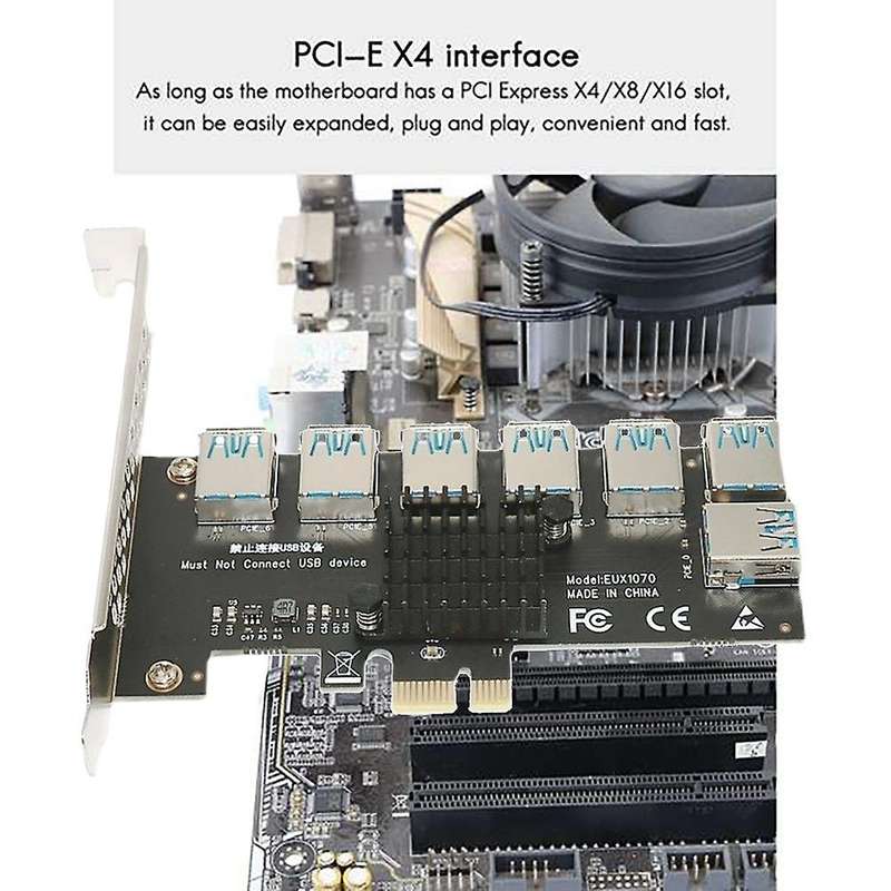Pcie 1 to 7 Usb3.0 Riser Card for Pci Express Riser Graphic Card