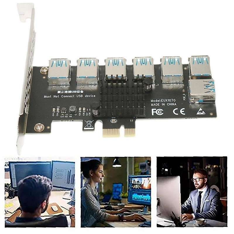 Pcie 1 to 7 Usb3.0 Riser Card for Pci Express Riser Graphic Card
