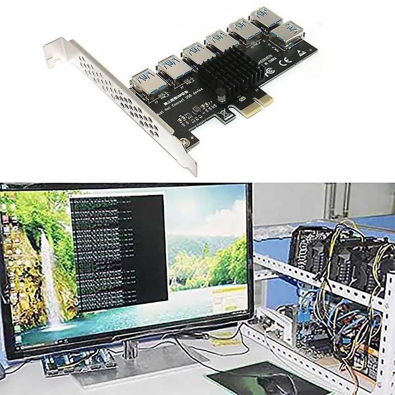 Pcie 1 to 7 Usb3.0 Riser Card for Pci Express Riser Graphic Card