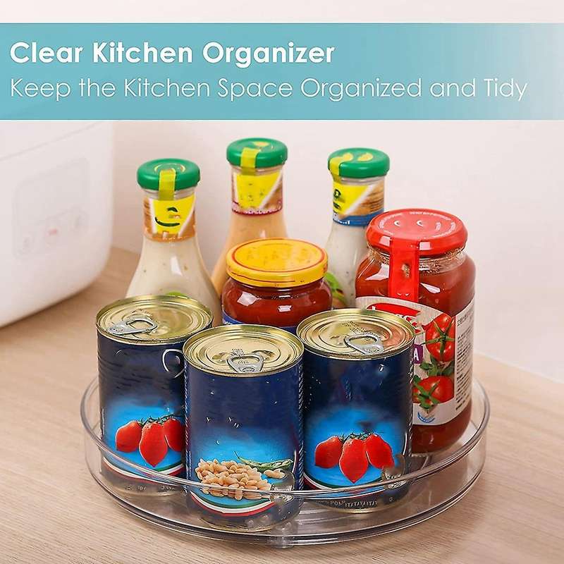 Clear Lazy Susan Organizer, for Cabinets Kitchen,bathroom,9 Inch