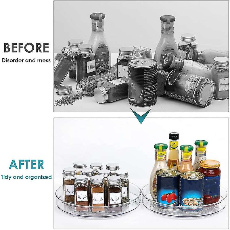 Clear Lazy Susan Organizer, for Cabinets Kitchen,bathroom,9 Inch