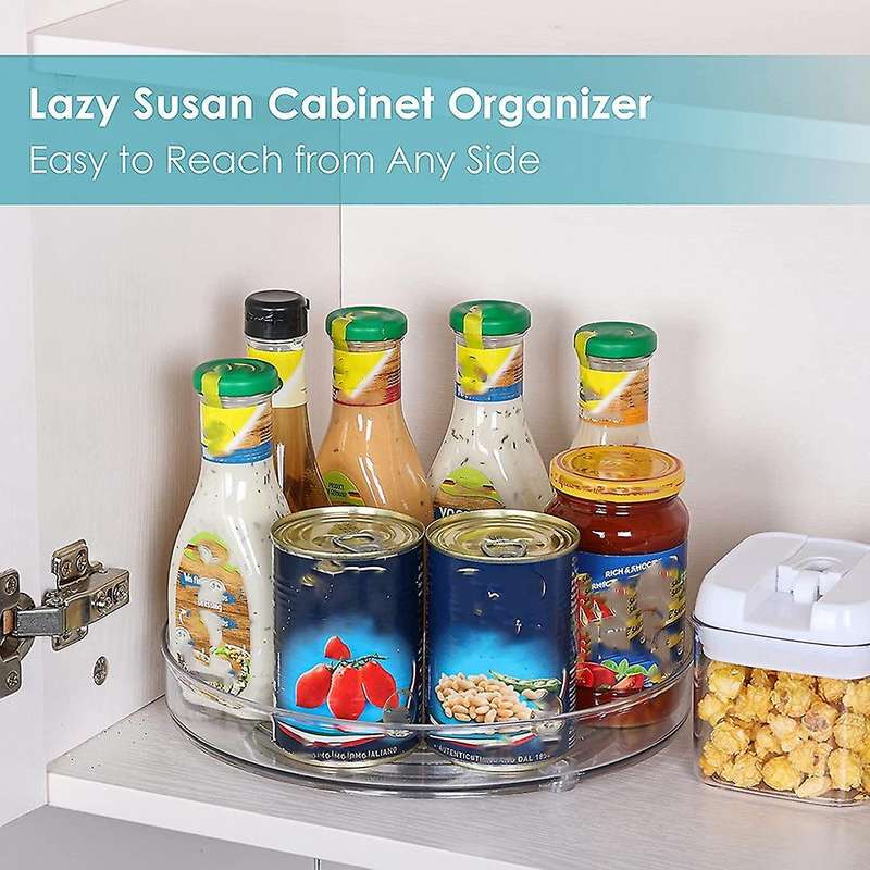 Clear Lazy Susan Organizer, for Cabinets Kitchen,bathroom,9 Inch