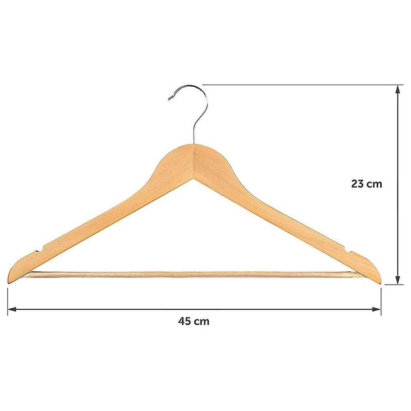 Set Of 10 Clothes Hangers Made Of Wood - Non-slip Hangers Rotatable