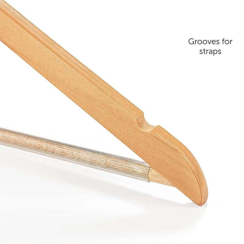Set Of 10 Clothes Hangers Made Of Wood - Non-slip Hangers Rotatable