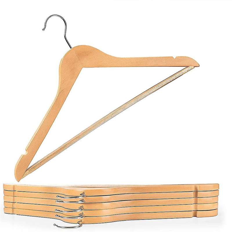 Set Of 10 Clothes Hangers Made Of Wood - Non-slip Hangers Rotatable