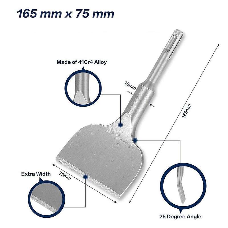 5-piece Chisel Set for Sds Plus, Pointed Chisel and U-shaped Chisel