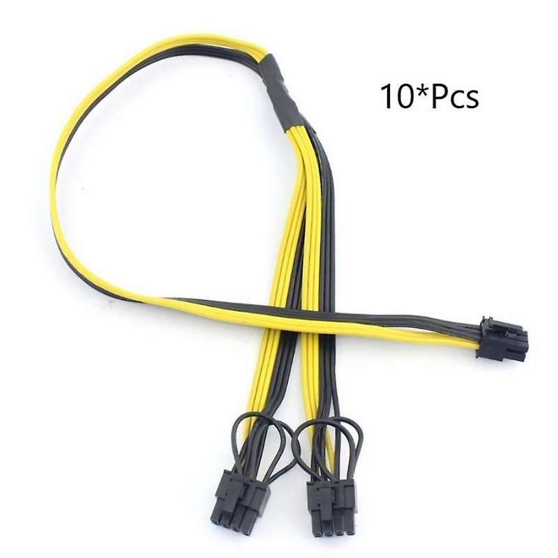 10pcs Pci-e Pcie 6pin to Dual 8pin 6+2pin Adapter Cable