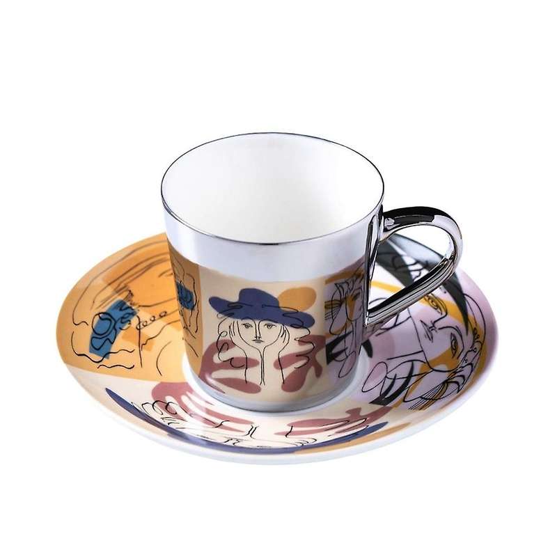 Mirror Reflection Household Cup and Saucer Set Coffeeware Gift D