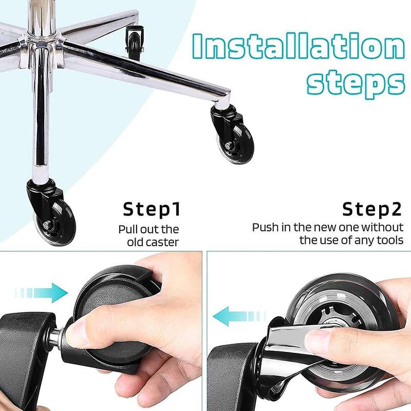 5pcs Office Chair Casters, for All Flooring - Replacement Castors