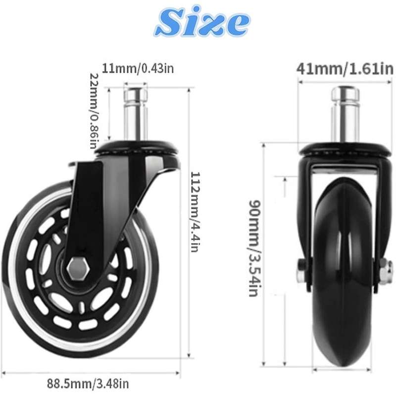 5pcs Office Chair Casters, for All Flooring - Replacement Castors