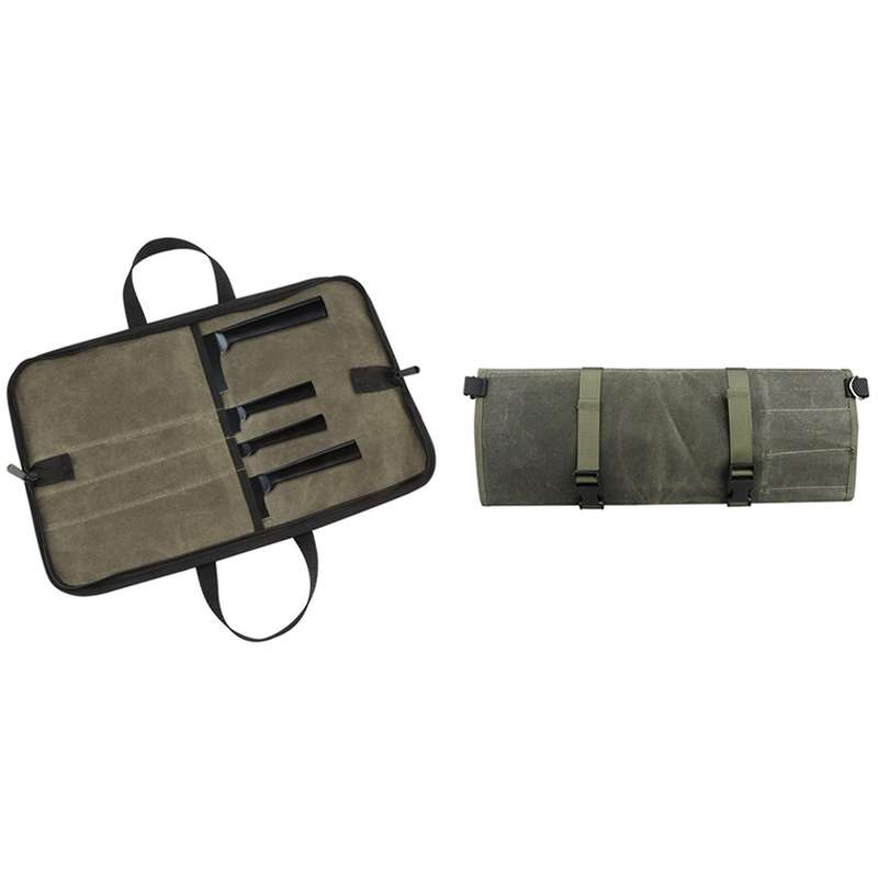 Chef Knife Case Waxed Canvas Roll Storage Knife Carrying Pouch