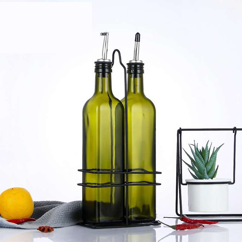 2 Pcs Glass Olive Oil Dispenser Bottle - 500ml Oil & Vinegar Cruet