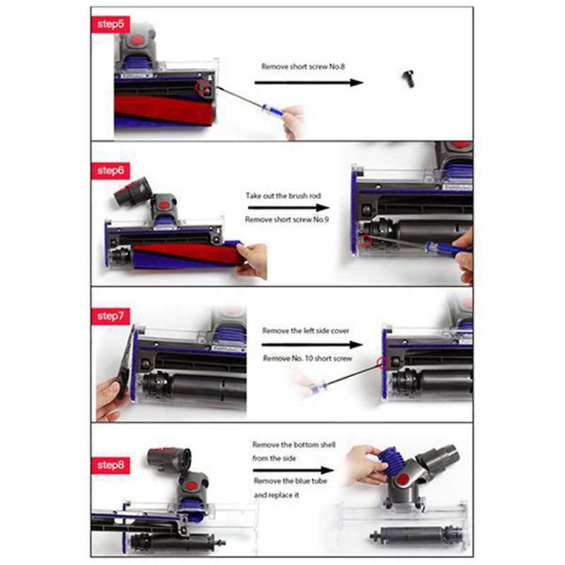 Roller Brush Bar End Cap Cover Soft Plush Strips for Dyson V6 V7 V8
