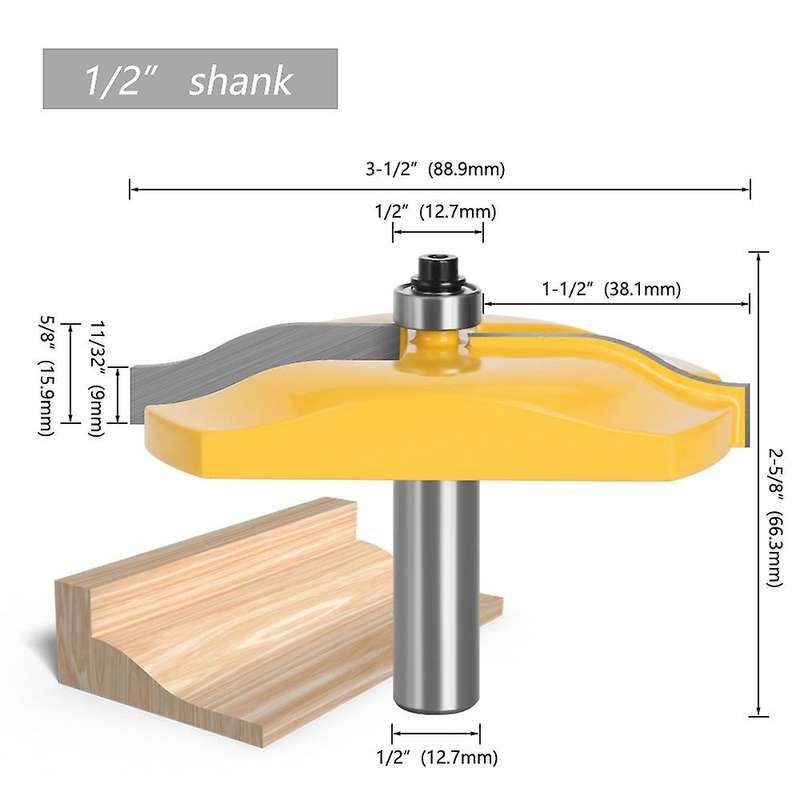 3pcs 1/2inch Shank Woodworking Router Bits Miter Planing Tool Adapter