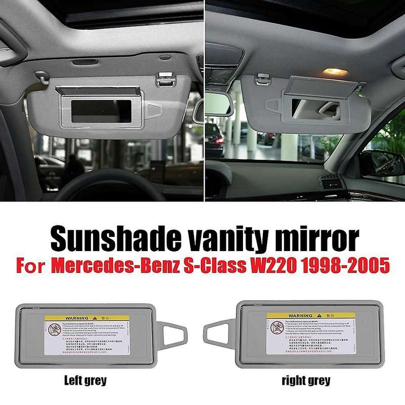 Car Sun Visor Sunroof Mirror Cover Makeup Mirror Cover Grey 1 Pair