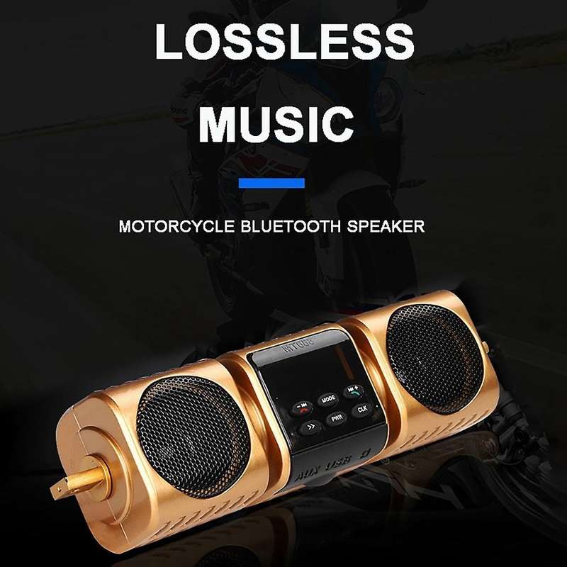 Motorcycle Stereo Speakers Audio System Bluetooth Amplifier Gold
