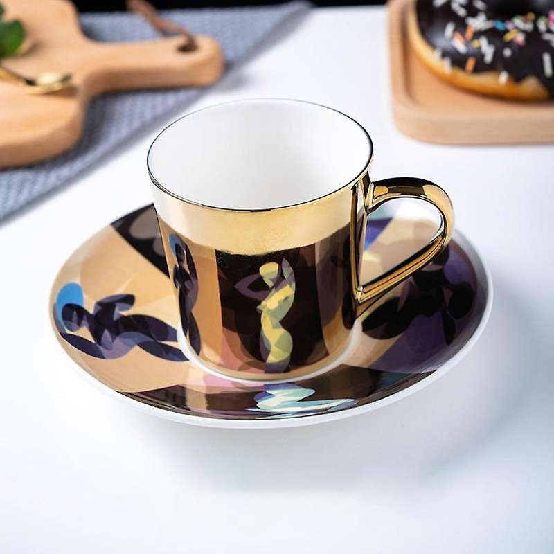 Mirror Reflection Household Cup and Saucer Set Coffeeware Gift B