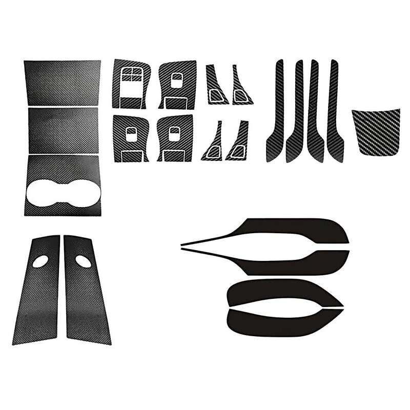 37pcs Car Interior Decorative Sticker 5d Glossy Carbon Fiber Trim