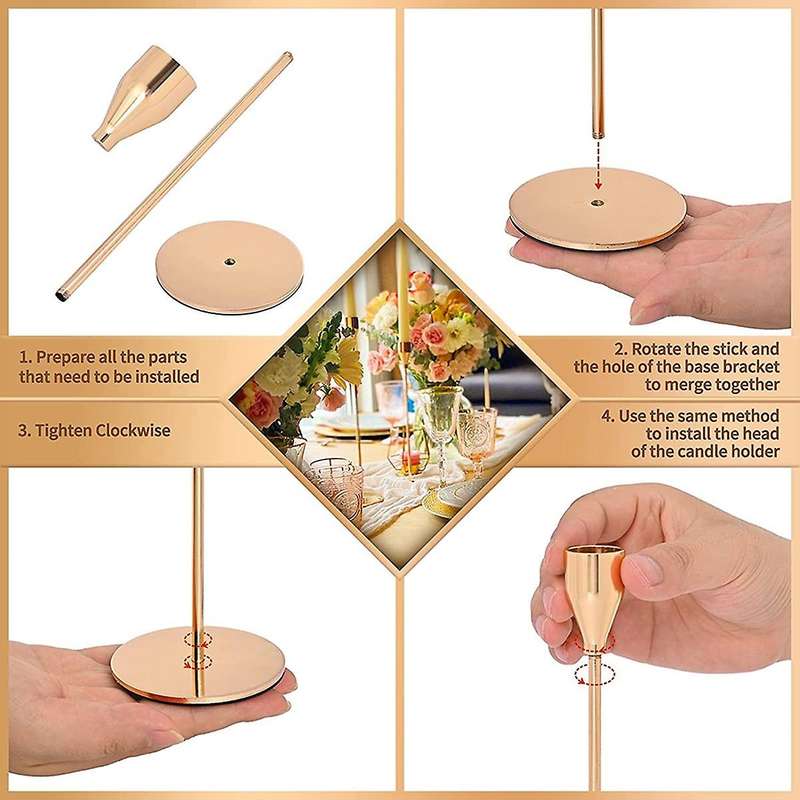 6-piece Candle Holder Suitable for Cone Candles Suitable Gold