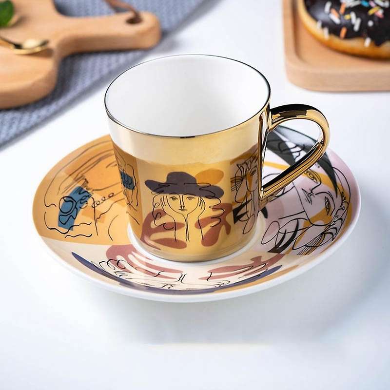 Mirror Reflection Household Cup and Saucer Set Coffeeware Gift C