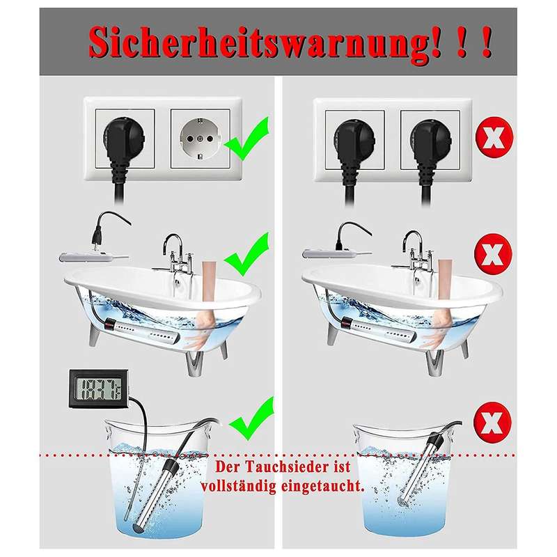 2500w Immersion Heater, Pool Heater Automatic Timer, Safe Pool