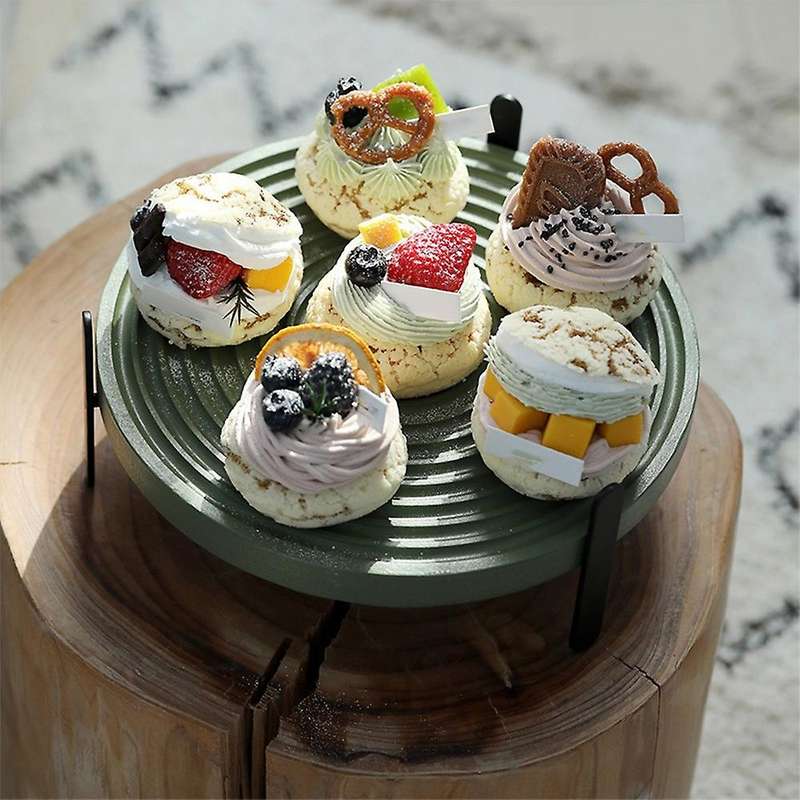 Morandi Color Cake Tray Water Ripple Dessert Rack Wooden Bread Tray,a