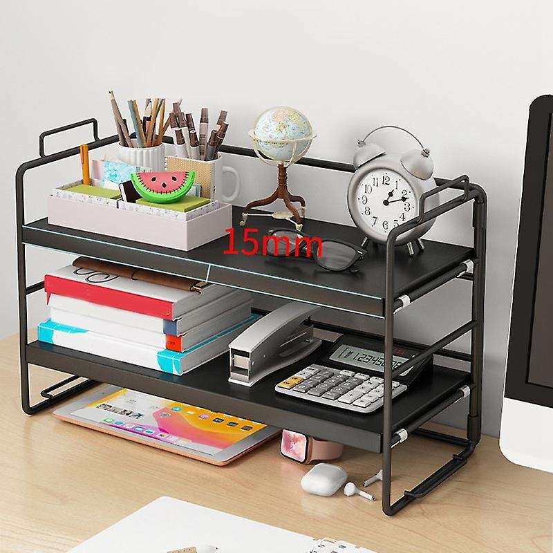 Desktop Storage Shelf Bookcase Desk Office Table All Black