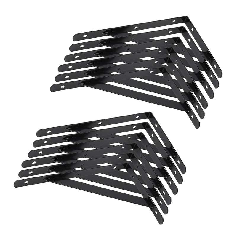 Shelf Bracket, Inch Shelf L Brackets 6-pack, Black 20 X 12cm