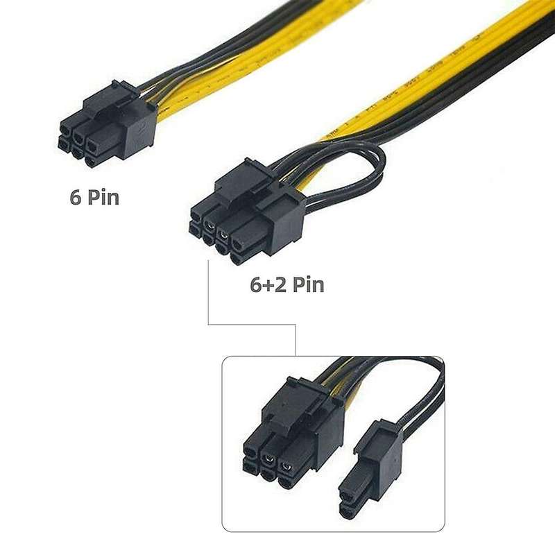 18awg Gpu Pcie 6pin Male to 8pin Male Graphics Video Card Power Cable