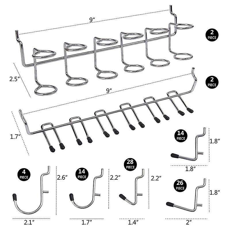 170 Pcs Hook Assortment Pegboard with Metal Hooks Set, Peg Locks