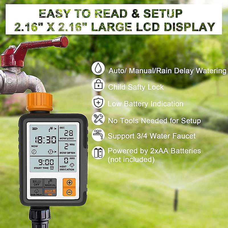 Automatic Programmable Digital Water Timer Large Screen for Garden