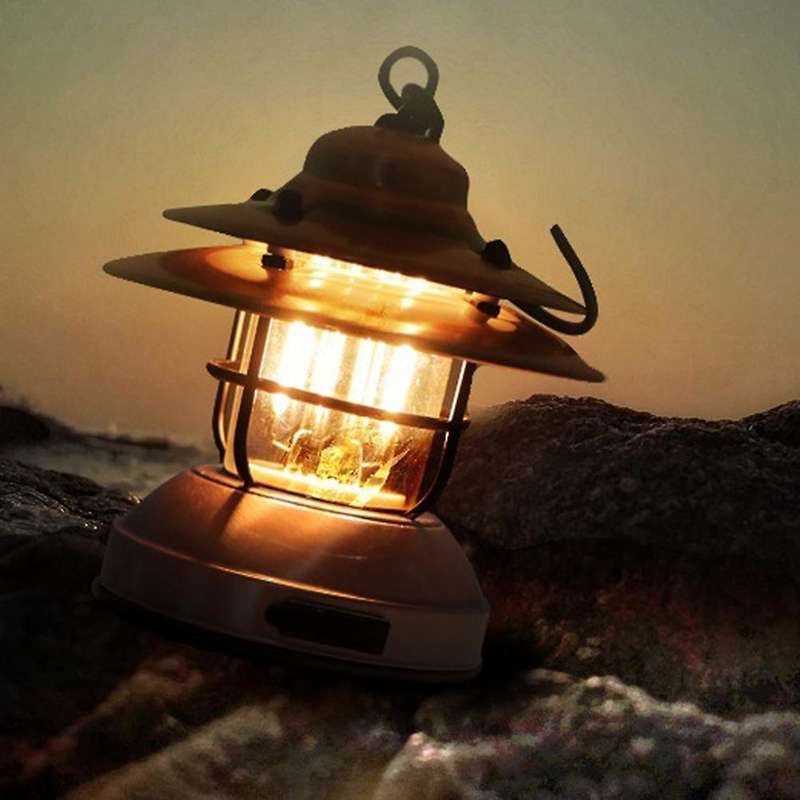 Mini Camping Lantern Retro Black for Garden Courtyard Campin