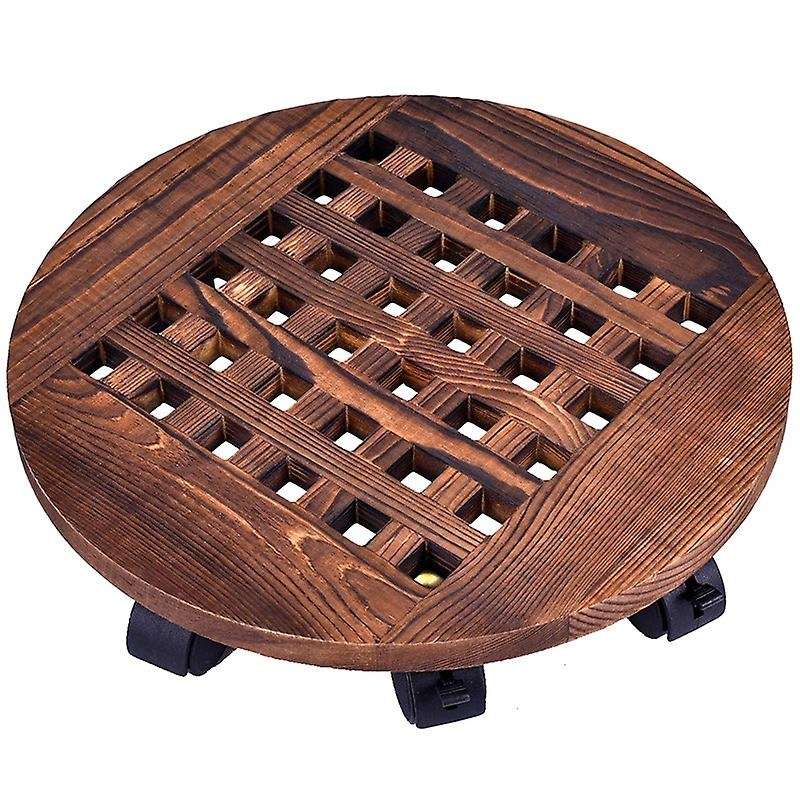 Wheels Round Flower Pot Rack Indoor Outdoor Planter Trolley