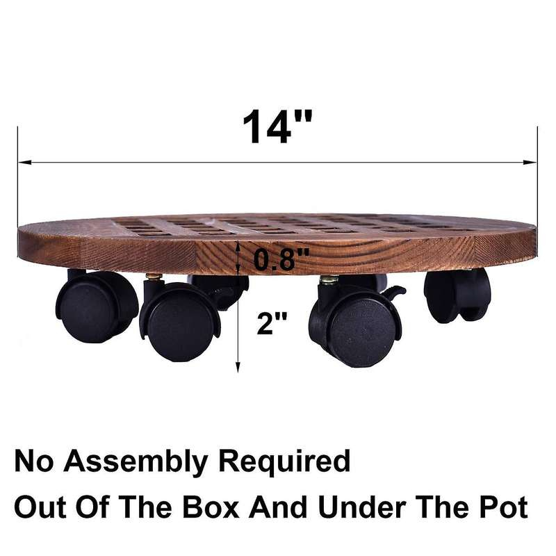 Wheels Round Flower Pot Rack Indoor Outdoor Planter Trolley