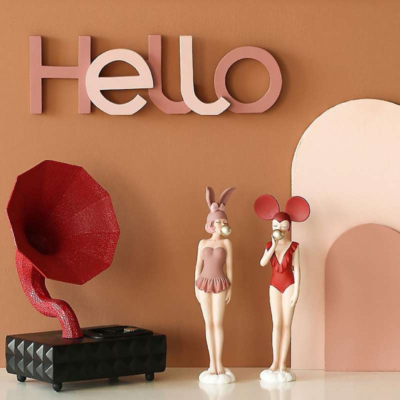 Bubble Girl Art Sculpture Abstract Rabbit Cat Ear Resin for Home 3