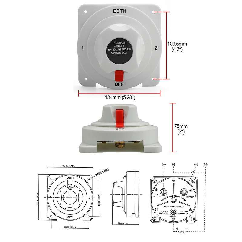 Distribution Marine Boat Battery Switch for Boat Rv Motor 4 Position
