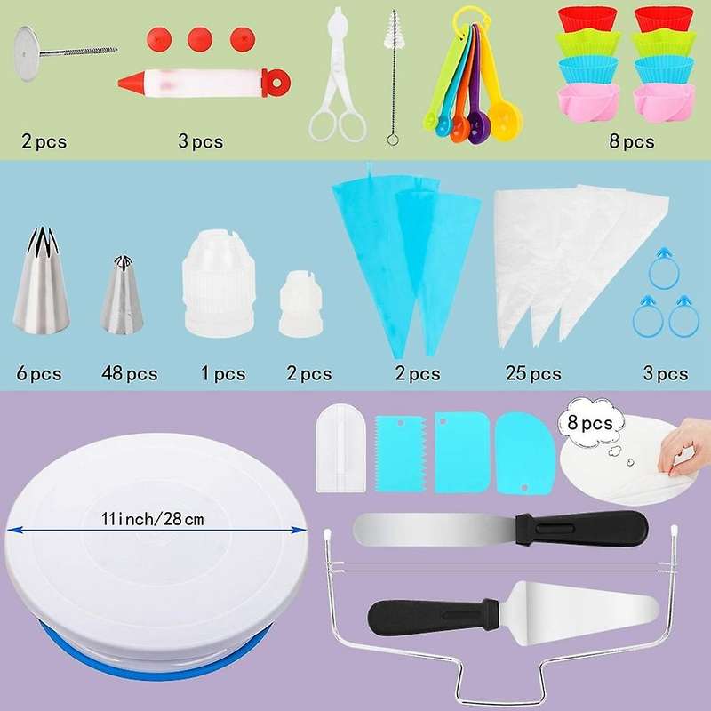120-in-1 Cake Decorating Supplies Revolving Cake Turntable Diy Set
