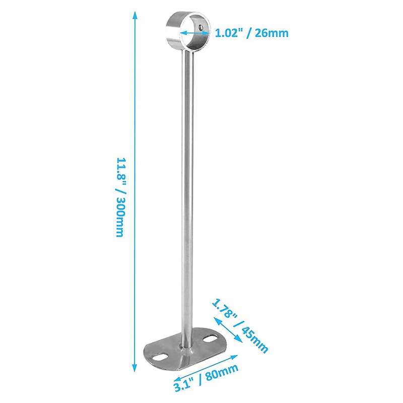 Ceiling-mount Bracket, Wardrobe Pipe Bracket, 25mm Dia, 2pcs(300mm)