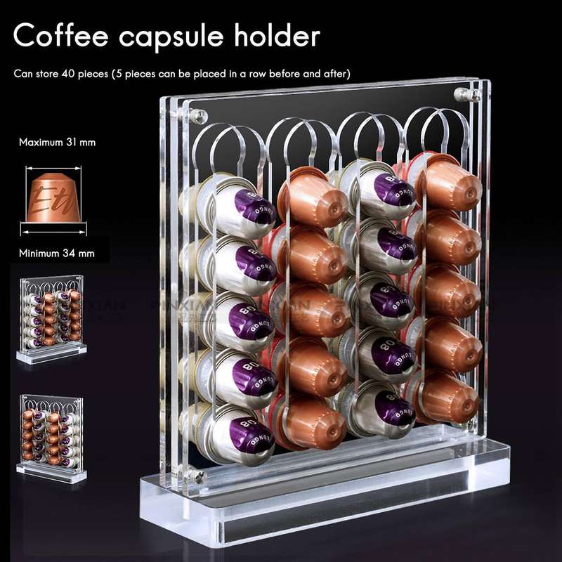 Acrylic Coffee Pods Holder for Nespresso Originalline, (40 Pods)