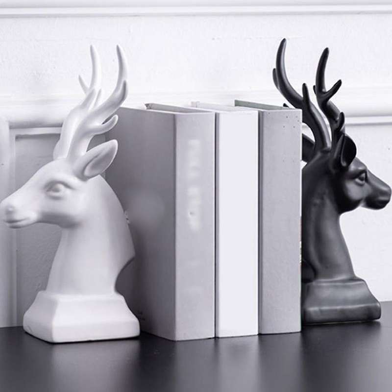 Creative Ceramic Sculptures Deer Figurine Home Decoration(black)