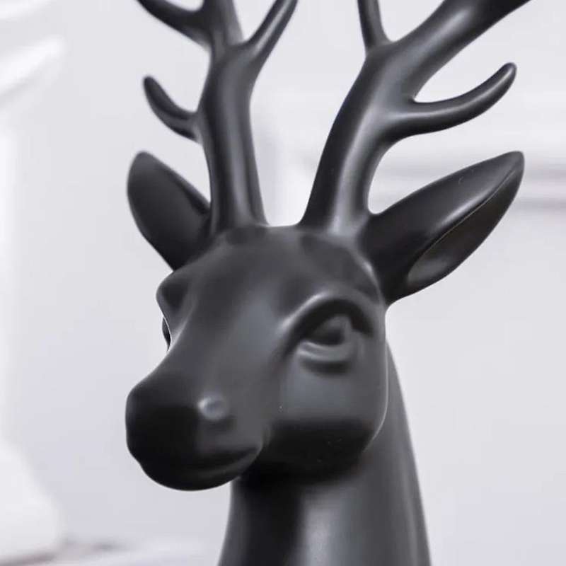 Creative Ceramic Sculptures Deer Figurine Home Decoration(black)
