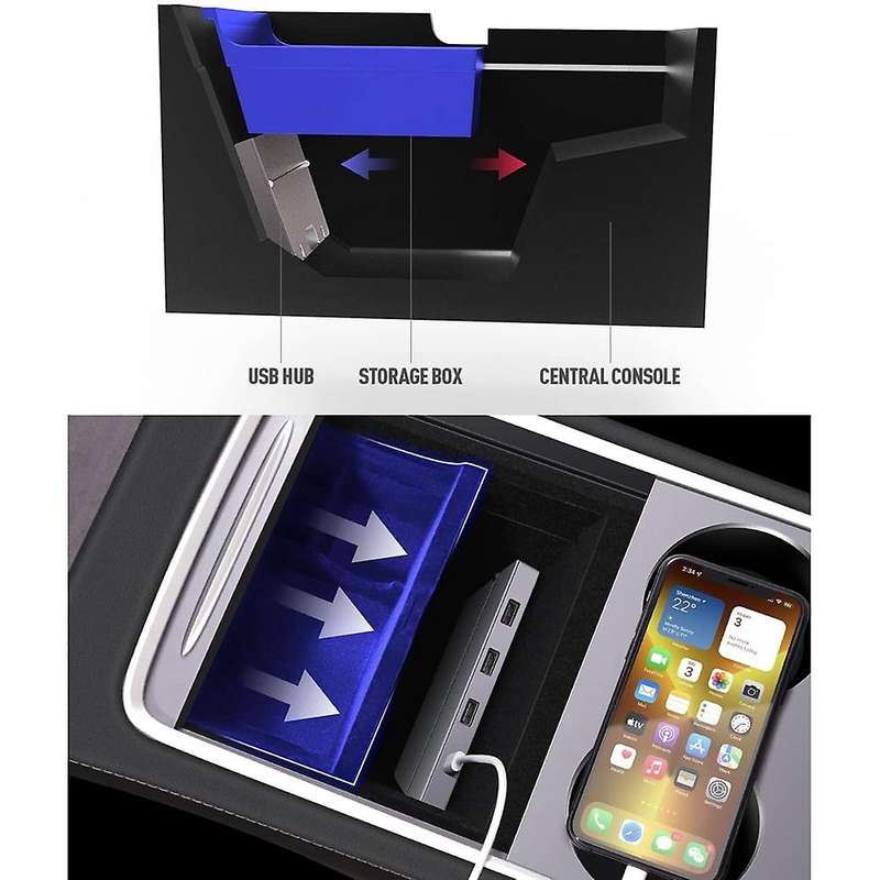For Tesla 3 / Y 45w Docking Station 7 Ports Type C Usb Shunt Hub
