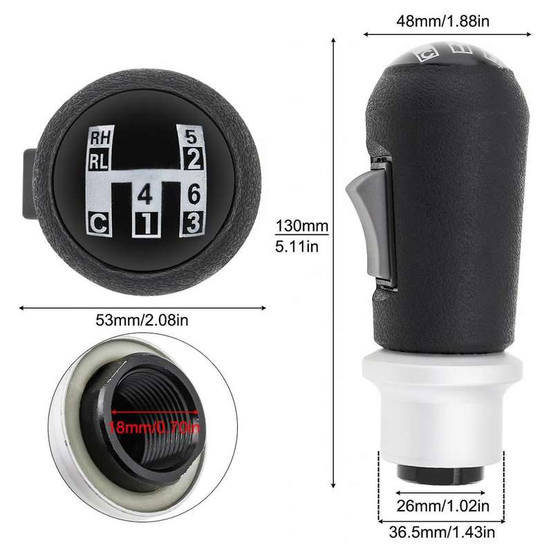 2x 6 Speed+r+c Car Gear Shift Knob Lever Stick Gear Shifter A