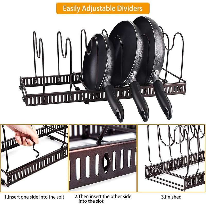 Adjustable Pot & Pan Rack,organizer Expandable Metal Pot Stand,holder