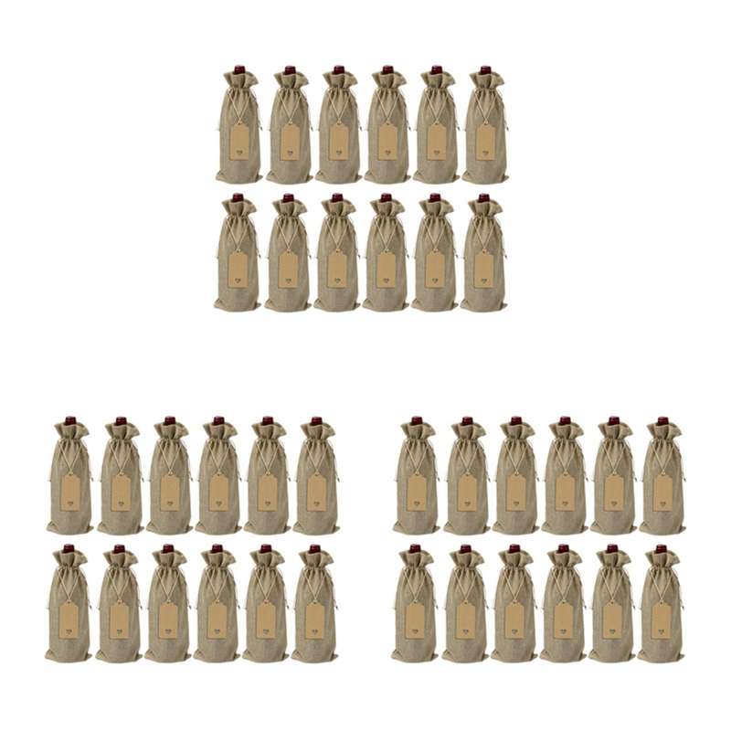 12 Pieces Burlap Wine Bags Jute Wine Bottle Bags