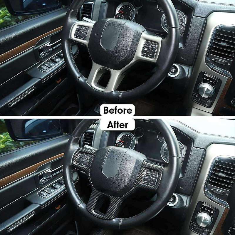 Carbon Fiber Style Steering Wheel Cover Trim Interior Decoration